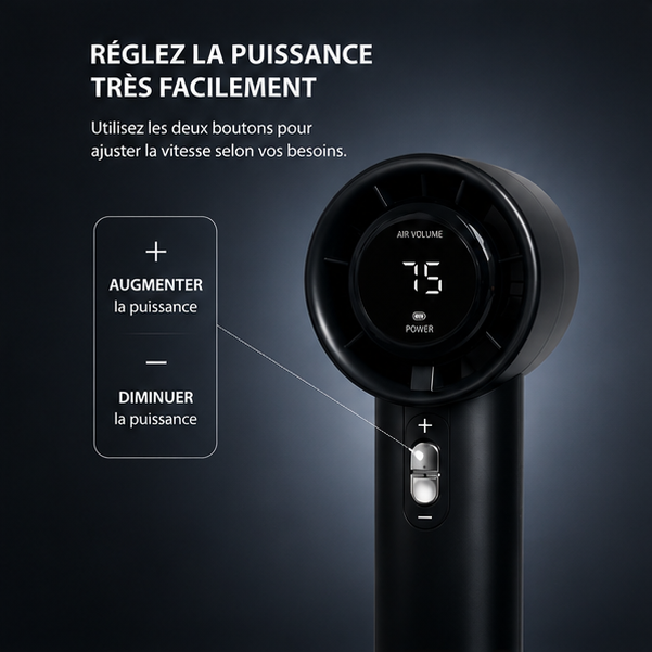 Mini ventilateur FeelCool noir - en utilisation