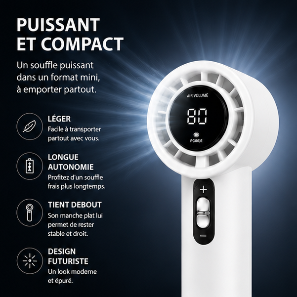 Mini ventilateur FeelCool blanc - vue de côté
