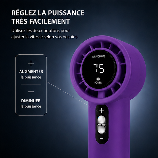 Mini ventilateur FeelCool violet - en action
