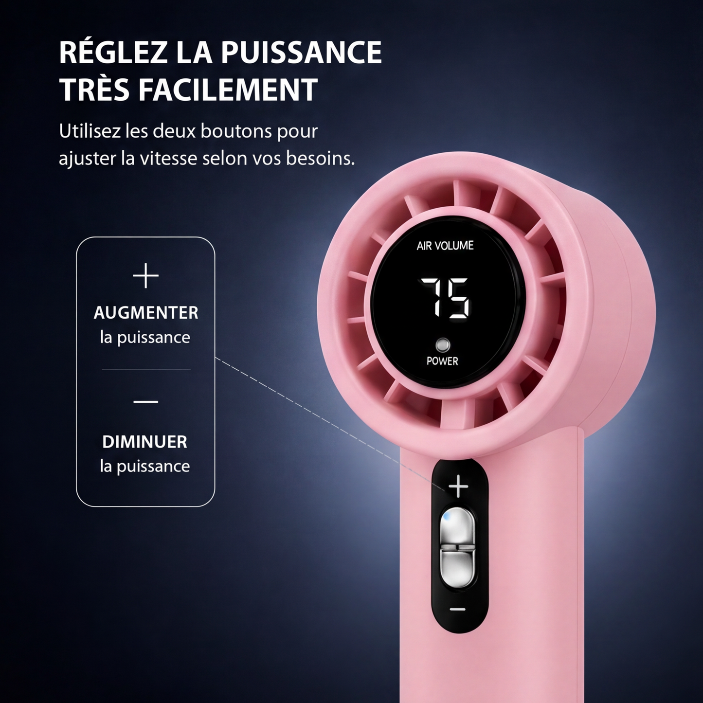 Mini ventilateur FeelCool rose - en action